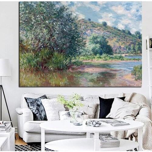 HD Print Claude Monet Landscape Seine at Port Impressionist Landscape Oil Painting on Canvas Poster Wall Picture for Living Room