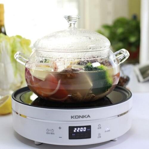 Binaural Glass Stew Soup Pot 3L High Borosilicate Heat Resistant Stockpot Open Fire Microwave Use