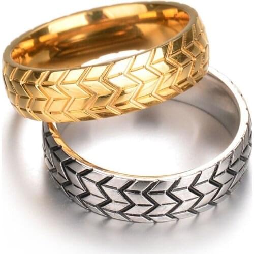 6MM Classic Mens Tire Ring Stainless Steel Punk Rings For Male Wedding Band Jewelry Anel Masculino Bague Homme