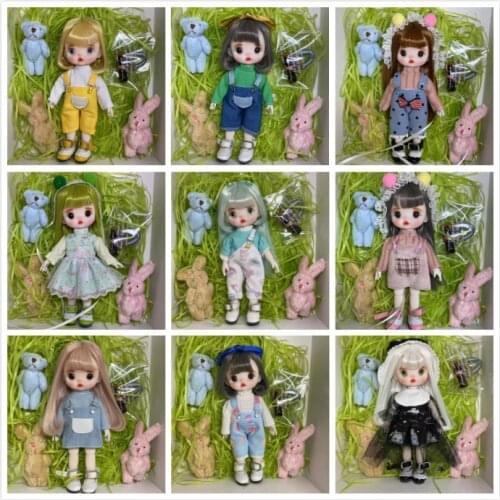 17cm Cute doll Jointed doll BJD Mini hola doll hand make up face selling with clothes
