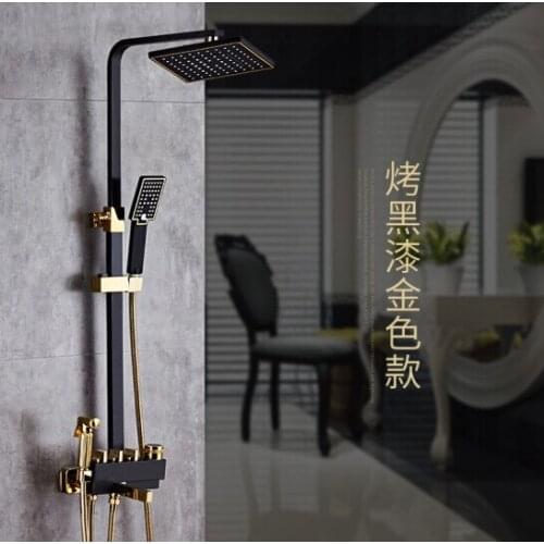 Bathroom pressurized all-copper constant temperature white shower head set European-style bathroom paint black rain driller