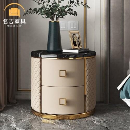 The marble Round the table bedroom furniture nightstand bed side table white nightstands contracted modern Creative design
