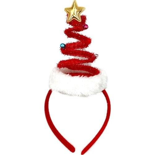 N7MF Springy Coil Headband Bell Tree Hair Hoop Christmas Hair Band Party Photo Props