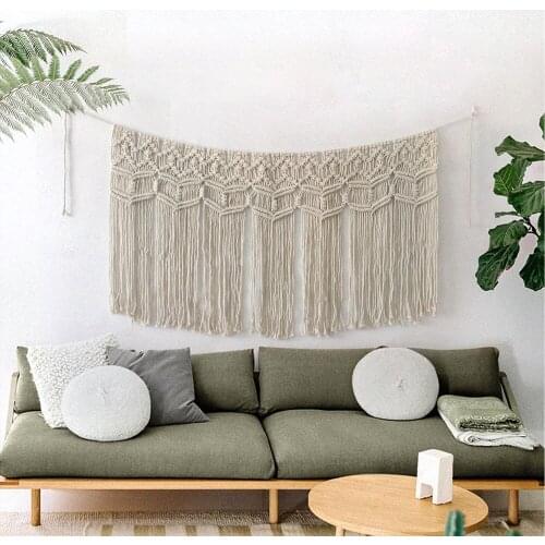 Geometric Macrame Bohemia Tapestry Handmade Cotton Wall Hanging Carpet Living Room Background Deocration tapete de parede T189