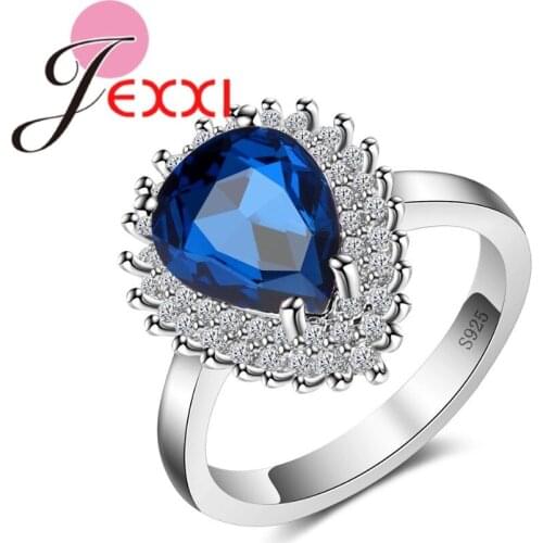 New Top Quality Fashion Silver Bridal Wedding Ring Jewelry Water Drop Austrial Crystal Engagement Promise Rings