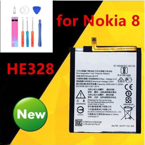 NEW 3030mAh HE328 Battery for Nokia 8 Nokia8 TA-1004 N8 H 328 Quick Arrive+Mobile Phone Battery Backup Batteries