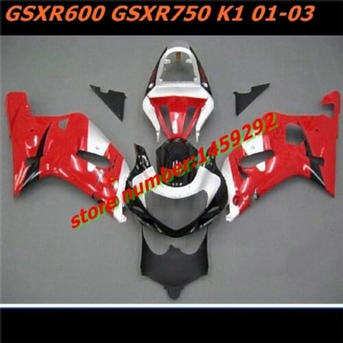 Motorcycles Fairing For Suzuki 2001 2002 2003 GSXR 600/750 GSXR 600 750 GSXR600 2001-2003 red white black Fairing Bodywork