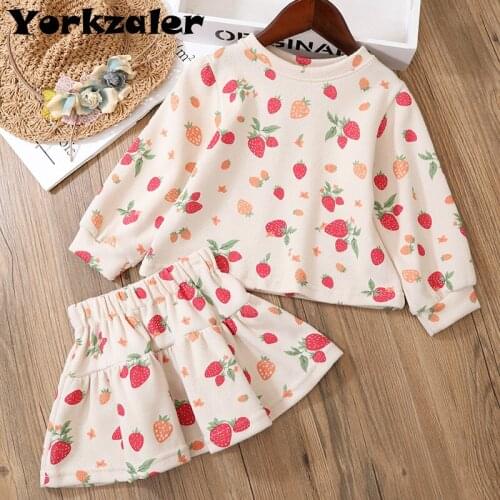 Baby girls fall clothes set 2020 new kids cherry printed clothes sets children outfits new lovely long sleeve shirt skirt set