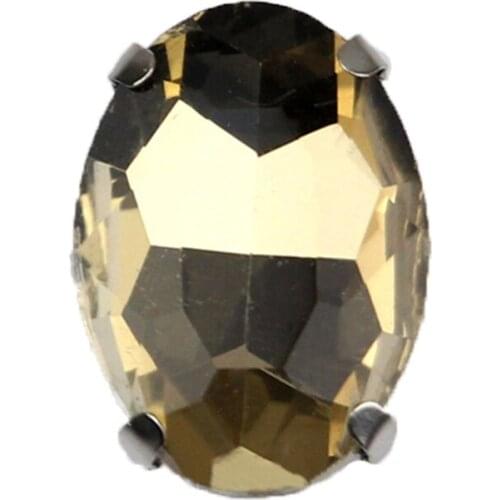 Four Claw Light Coffee Oval Shape High Quality Silver Base Crystal Glass Flatback Sew On Rhinestones For DIY Clothing/Bag