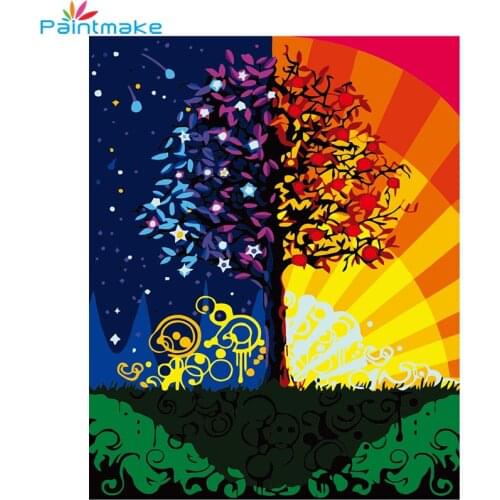 Paintmake Abstract DIY Painting By Numbers Color Tree Oil Painting On Canvas For Home Room decoration Art Picture gifts