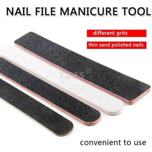 10pcs/lot Extra Wide Black grey Professional Nail Files Nail Art Sanding Files Buffing straight square Manicure Tools