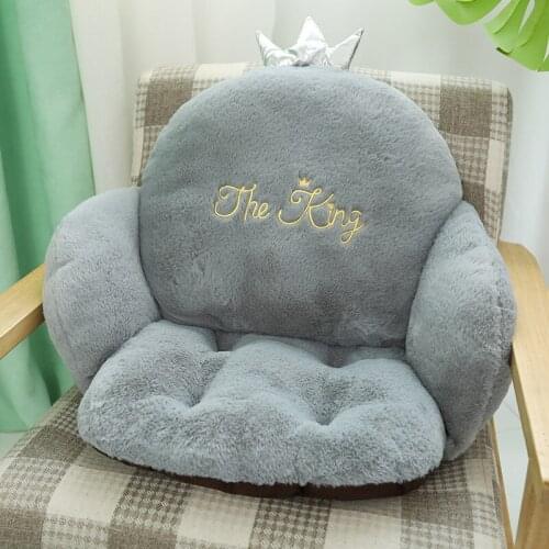 Cartoon Crown Plush Thicken Seat Cushion Lumbar Back Support For Home Office Car Computer Chair Cushions Buttocks Pad Pillow