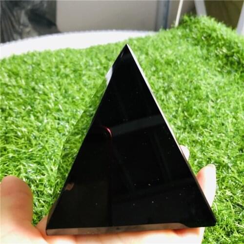 Natural Reiki Energy Black Obsidian Pyramid Crystal Protective Healing for Home Office Desk Decoration