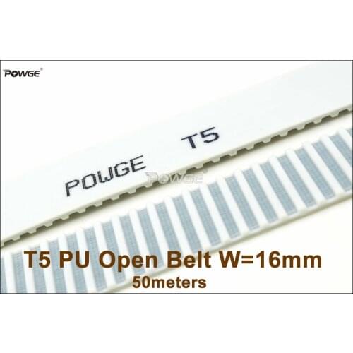 POWGE 50meters T5 16 PU Open Timing Belt Width=16mm Pitch=5mm Fit T5 Pulley T5-16 AT5 Belt For CNC RepRap 3D Printer