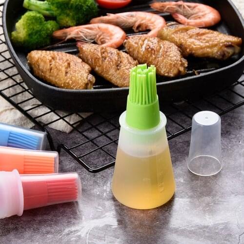 BBQ Portable Silicone Oil Bottle with Brush Grill Oil Brushes Liquid Oil Pastry Kitchen Baking BBQ Accessories Kitchen Tool