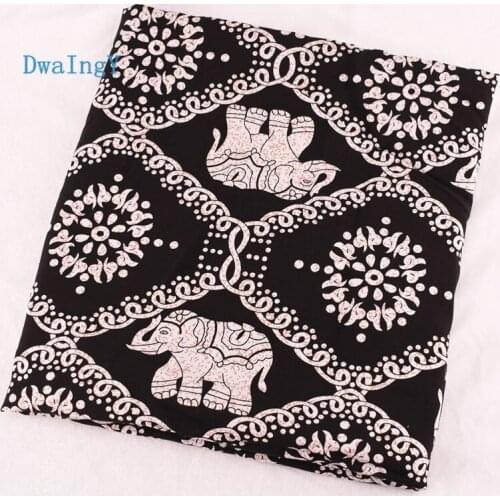 DwaIngY Elephant Printed Poplin Cotton Fabric For DIY,Quilting,Sewing Cloth Scarf Dress Shirt Skirt 50cmx140cm or 40cmx45cm