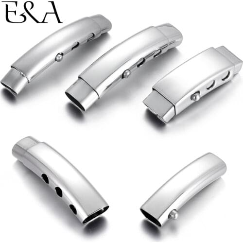 2pcs Adjustable Stainless Steel Bayonet Clasp 8*5mm Hole Curved Tube Leather Cord Clasps DIY Bracelet Jewelry Making Supplies