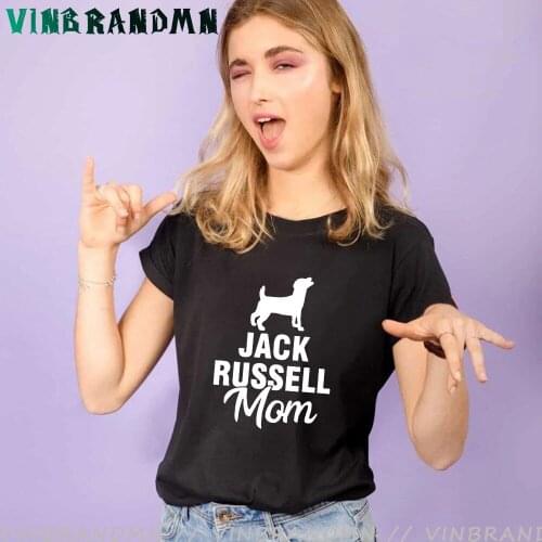 New Jack Russell Terrier Mom Dog Pet T Shirt Short Sleeve O-Neck Cotton T-shirt Girls Tee Tops Woman Clothing Camisetas Mujer