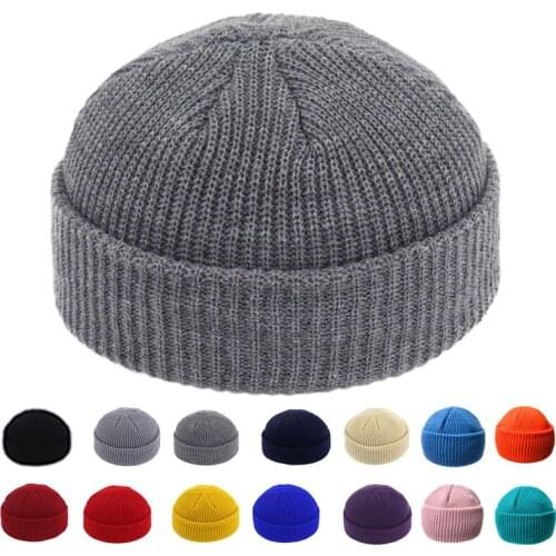 Winter Beanies for Men Women Brimless Hats Hip Hop Skullcap Street Knitted Acrylic Casual Solid Pumpkin Portable Melon Cap