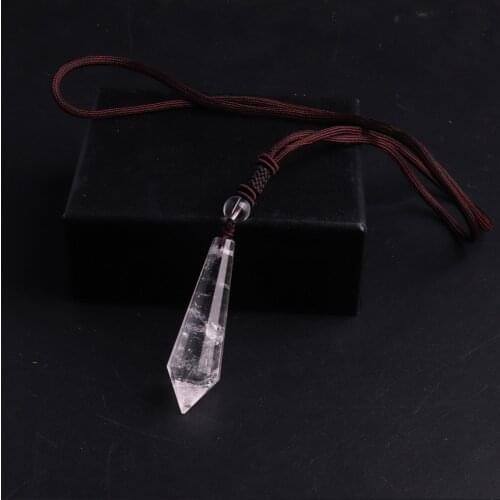 1PCS Clear Crystal Dowsing Pendulum 7 Chakra Reiki Healing Natural White Quartz Stone Necklace Pendants Women Jewelry Making
