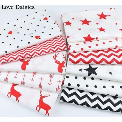 100% cotton twill nordic wind cartoon RED BLACK christmas elk deer star arrow chevron fabric for DIY crib cushion handwork decor