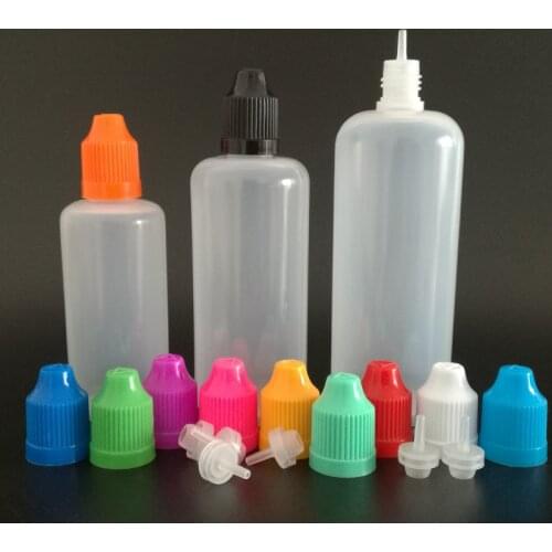 100pcs 60ml 100ml 120ml Empty E Liquid bottle PE Translucent Plastic Bottles With Childproof Caps And Long Thin Needle Tips