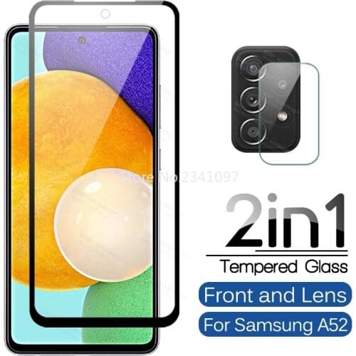 2IN1 Tempered Glass For Samsung Galaxy A02 A02S A12 A32 5G Screen Protector On Samsung Galaxy A52 A72 A42 Protecive Camera Lens
