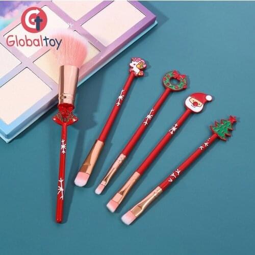 5Pcs Chirstmas Baby Cosmetic Makeup Brush Set Eye Liner Shader Foundation Powder Makeup Brush Set For Kids Cosmetics Tools Kit