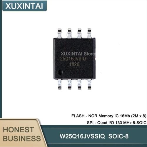 50Pcs/Lot W25Q16JVSSIQ W25Q16 FLASH - NOR Memory IC 16Mb (2M x 8) SPI - Quad I/O 133 MHz 8-SOIC