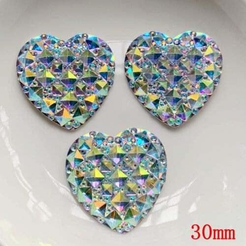 8mm/10mm/12mm/14mm/16mm/18mm/20mm/30mm Bling AB New Design Resin Heart Flatback Cabochon DIY Craft Scrapbooking Accessories HE18