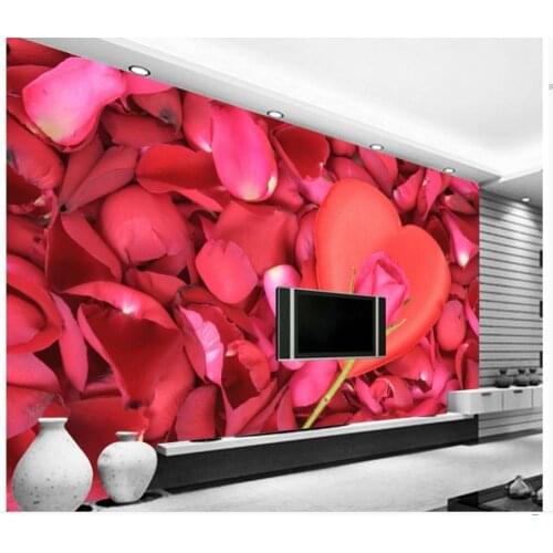 Home Decor Living Room Wall Covering Custom 3d Mural Wallpaper 3D Rose Love Wallpaper 3D Mural For Living Room