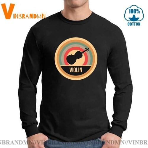 Music Lover Tee shirt Tops Vintage Violin Gift T-shirt For Violinists Awesome Orchestra Mens Retro Violin Long Sleeves T shirts