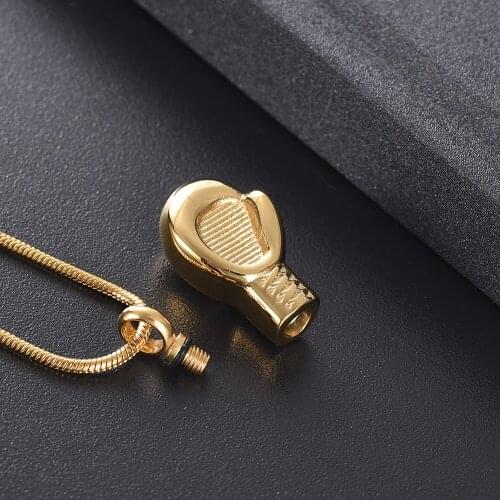 IJD10523 Gold Boxing Glove Ashes Urn Pendant Cremation Jewelry-Stainless Steel Bereavement Jewelry(Boxing Glove)