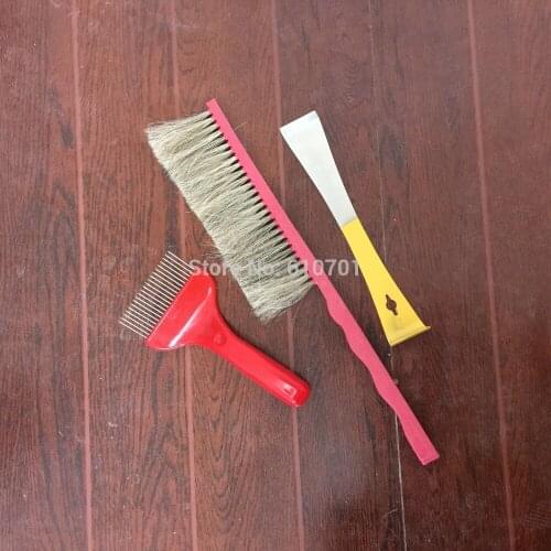 Hive Tool -- ' L ' shaped,Bee Brush plastic handle, and Uncapping Fork beekeeping tool, prying out frames