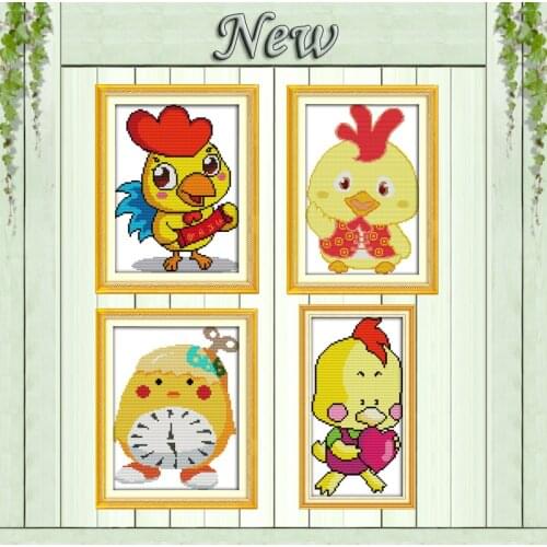 Chickens love cartoon animal cock painting counted printed on canvas DMC 11CT 14CT Cross Stitch kits embroidery needlework Sets