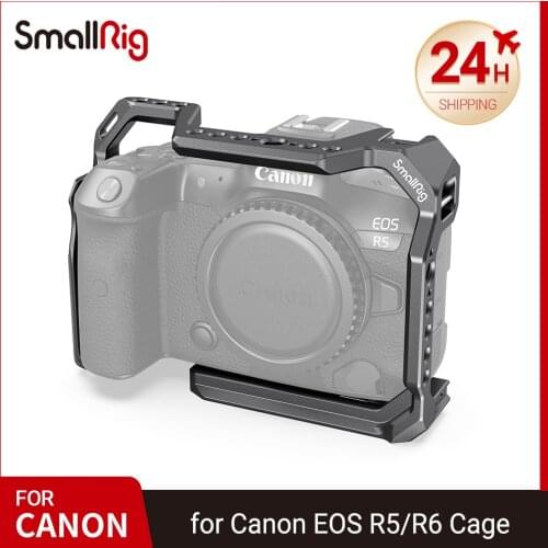 SmallRig DSLR Camera Cage for Canon EOS R5 and R6 With Cold Shoe & NATO Rail 1/4'' Arri Hole Camera Rig Video Rig 2982
