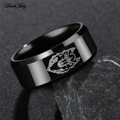 DarkMag Vintage Punk Rock Domineering Lion Head Rings for Men Hip HopBlack Color Lion Finger Ring Luxury Knight Jewelry