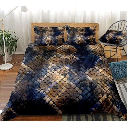 Snakeskin Background Duvet Cover Set Blue Bedding Set Water color Pattern Beds Set Home Textiles Microfiber For Teens Boys