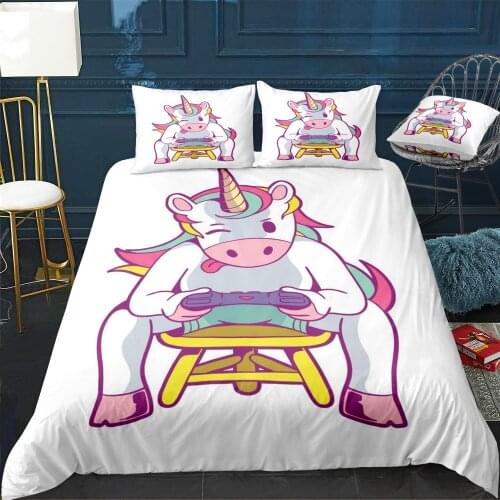 Unicorn Gaming Design Duvet Cover Twin/Queen/King Size Luxury Comforter Bedding Set With Pillowcase Home Bed Decora Dropshipping