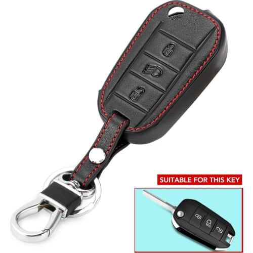 Skin Leather Flip Car Key Cover for Citroen C4 CACTUS C5 C3 C4L Peugeot 508 301 2008 3008 408 key Case Bag Holder