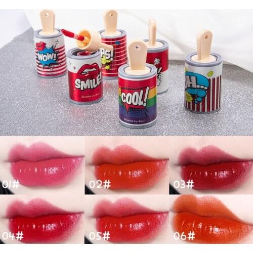 6 Colors Creative Ice Cream Lip Glaze Moisturizing Lip Gloss Cute Bucket Paint Lip Glaze Waterproof Long-lasting Cosmetic TSLM2