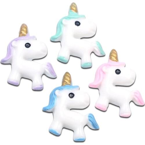 LF 20Pcs Resin Unicorn Decoration Crafts Flatback Cabochon Embellishments For Scrapbooking Kawaii Cute Diy Accessories
