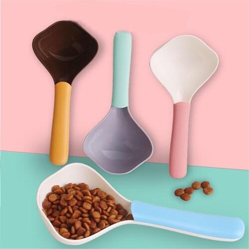 Multifunctional Dog Food Spoon Pet Feeding Spoon With Sealed Bag Clip Creative Measuring Cup Curved Design,Easy To Clean