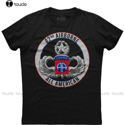 New 82Nd Airborne Division All American Mens Short Sleeve New Cotton Black T-Shirt Cotton Tee Shirt