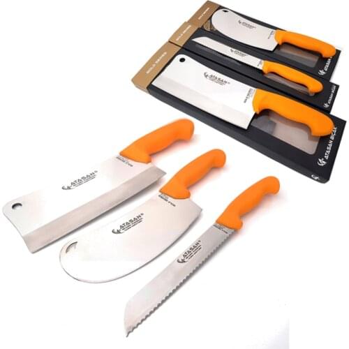 Knife Set Kitchen Butcher Row Armor Serrated Bread Knife Original Yatağan Gold Series