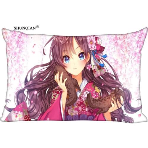 Custom anime beautiful girl japanese soft Pillowcase 45x35cm(One Side) Rectang Zipper Print Throw Pillowcase Cover