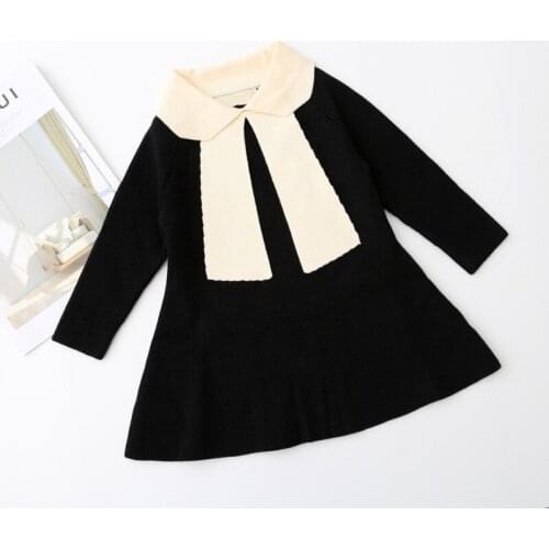 Baby Girls Autumn Winter Dress Knitting Big bow baby shirt Baby Girls Dress Super Keep Warm Multi Color Baby Girls Dress