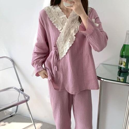 Pregnancy Pajama Nursing Spring Autumn New Lace Pijamas Pregnant Pyjamas Women Maternity Sleep Suit For Pregnant