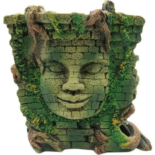 Resin Aquarium Crafts Adornment Simulated Retro Human Face Wall Landscape Ornament Fish Tank Landscape Decoration