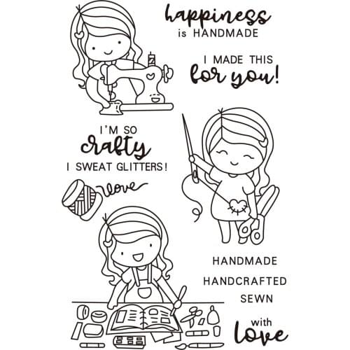 Girl and boy Transparent Clear stamps and metal cutting dies